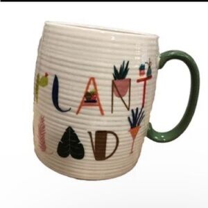 Anthropologie PLANT LADY Mug NEW Black Lamb Studio Cactus Monstera Green Handle